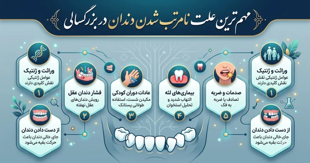 مهمترین علت نامرتب شدن دندان در بزرگسالی