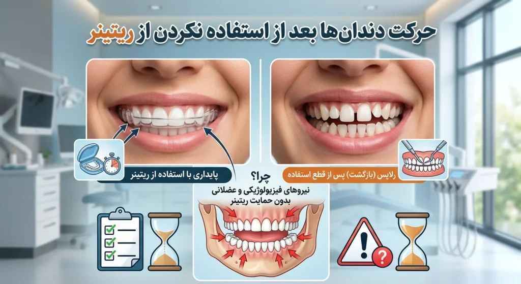 حرکت دندان بعد از استفاده نکردن از ریتینر